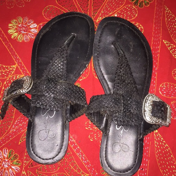 Crystal Belted Leather Sandals - Picture 1 of 3